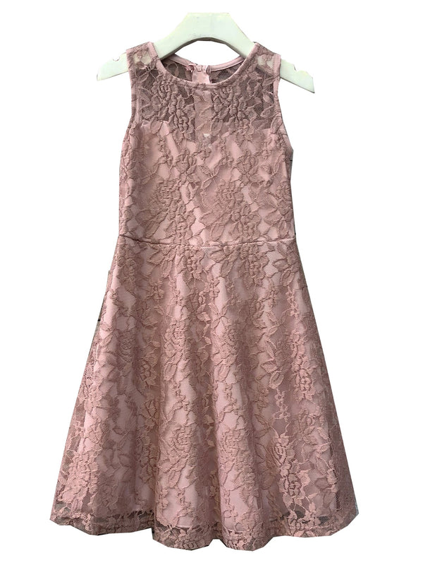 Petite Adele Girls Dusty Rose Sweet Lace Sleeveless Easter Dress 6-16 - SophiasStyle.com